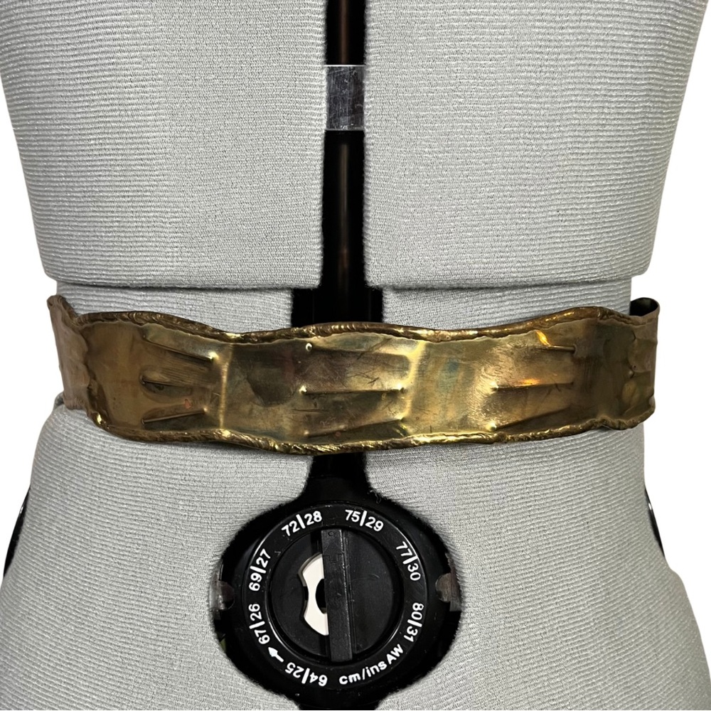 Solid Brass Vintage Belt Leaf Pattern - image 2